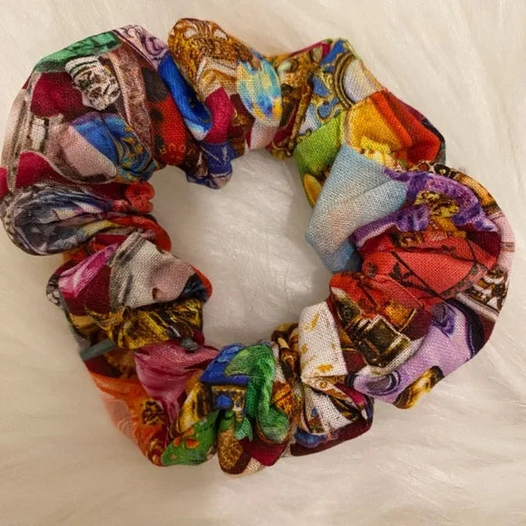 Perfume Bottles Print Hair Scrunchie. Multicolor . Small (Mini).