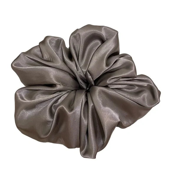 Satin Hair Scrunchie. Gray. XXL
