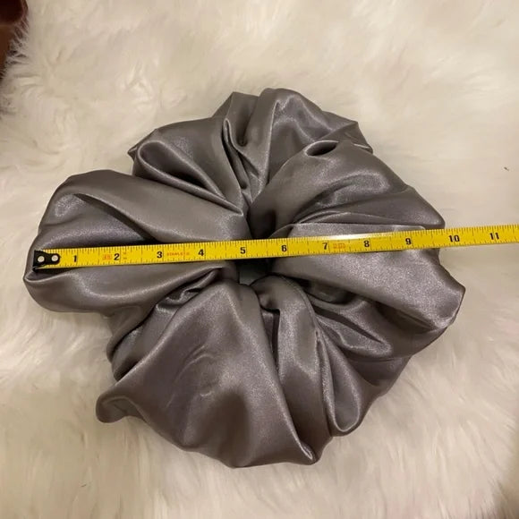 Satin Hair Scrunchie. Gray. XXL