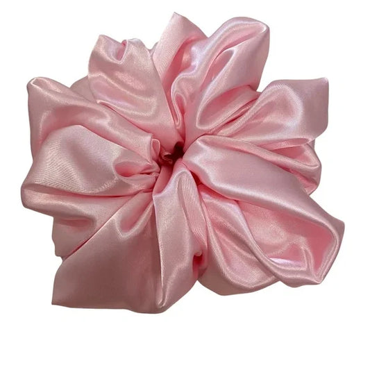 Poly Satin Hair Scrunchie. Pink. XL