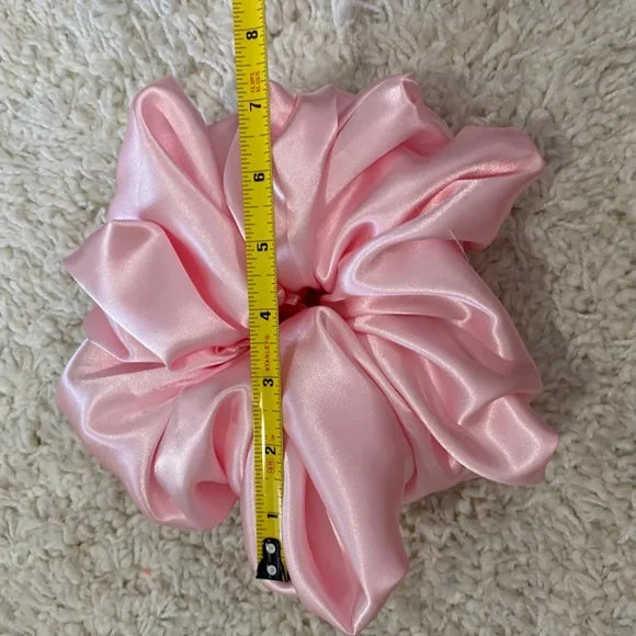 Poly Satin Hair Scrunchie. Pink. XL