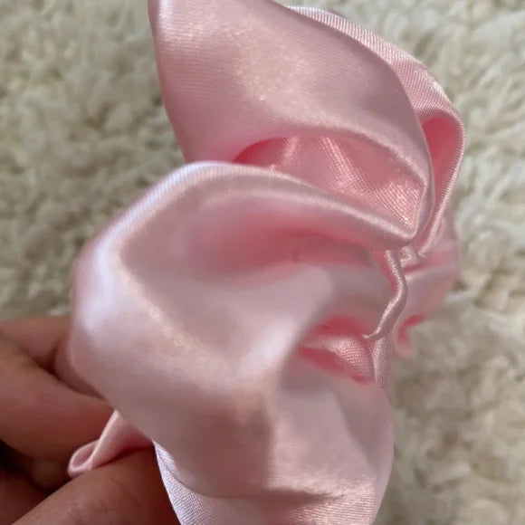 Poly Satin Hair Scrunchie. Pink. Small (Mini)