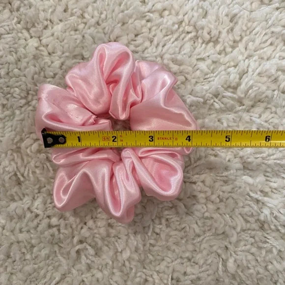 Poly Satin Hair Scrunchie. Pink. Small (Mini)