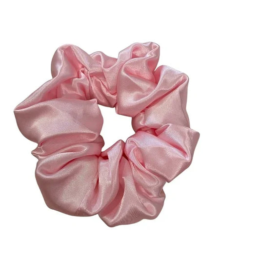Poly Satin Hair Scrunchie. Pink. Small (Mini)