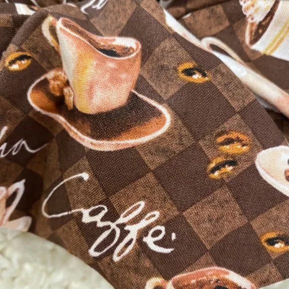 XL Coffee Lover’s Cotton Scrunchie – Extra Large 100% Cotton Hair Accessory with Espresso Print