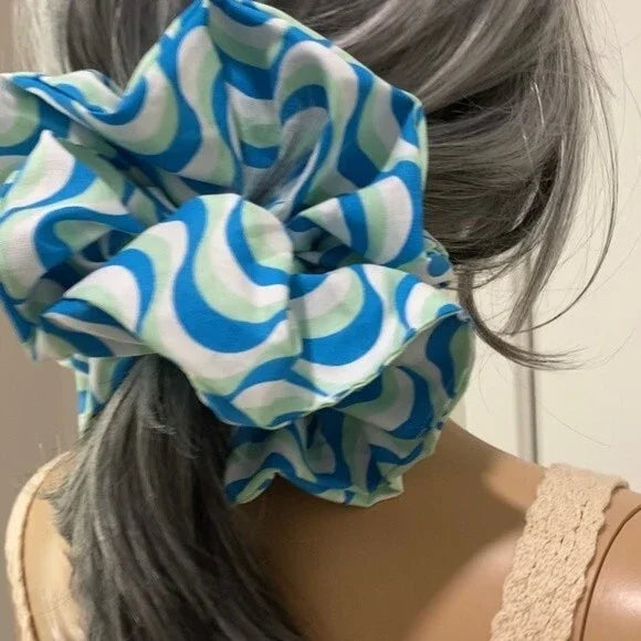 Hair Scrunchie. Psychedelic Print. Multicolor. XL