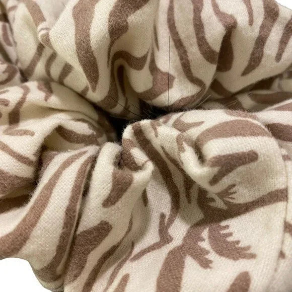 Hair Scrunchie. Multicolor. XL. Tiger Print. Brown/Cream