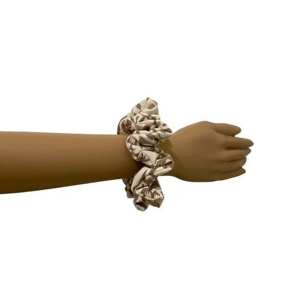 Hair Scrunchie. Multicolor. XL. Tiger Print. Brown/Cream