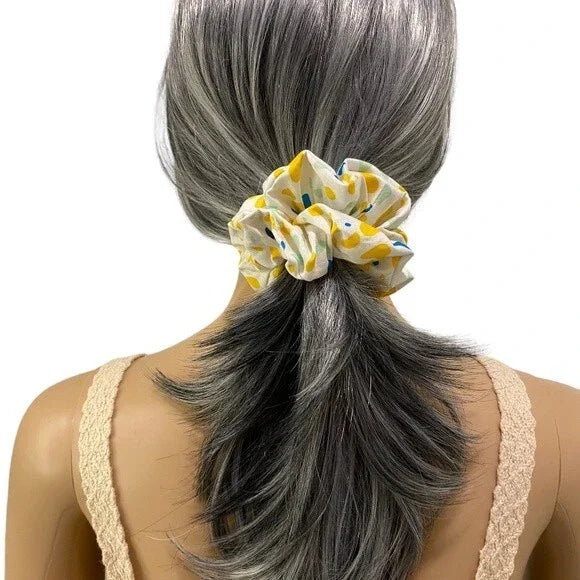 Hair Scrunchie. Watercolor Stains Print. Multicolor. Small (Mini).