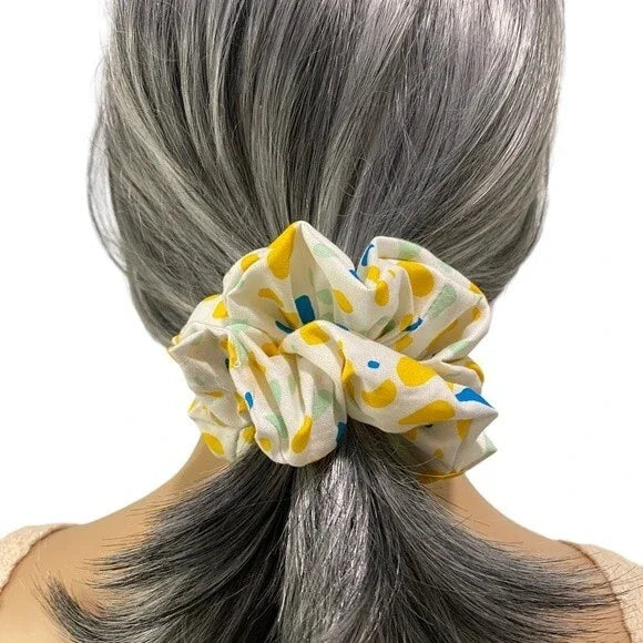 Hair Scrunchie. Watercolor Stains Print. Multicolor. Small (Mini).