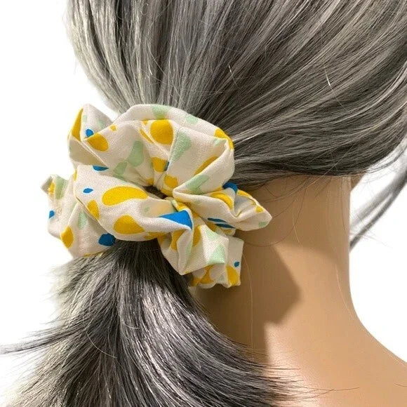 Hair Scrunchie. Watercolor Stains Print. Multicolor. Small (Mini).