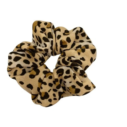 Women's Hair Scrunchie. Leopard Print. Medium