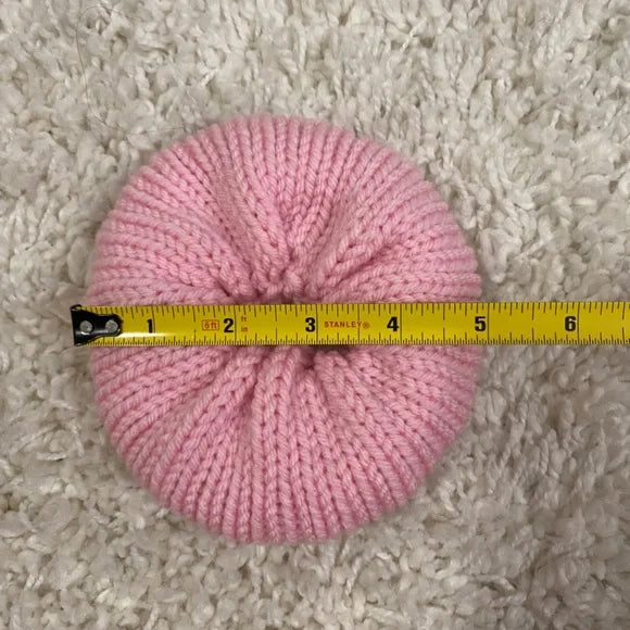 Women's Knitted Donut Shape Hair Scrunchie. Pink. Large.
