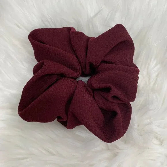 Medium Burgundy Stretch Scrunchie – 96% Polyester, 4% Spandex Hair Accessory for Ponytails & Buns