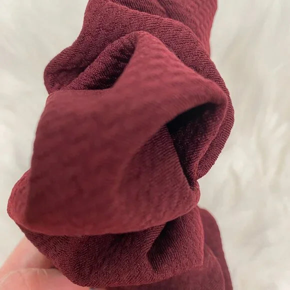 Medium Burgundy Stretch Scrunchie – 96% Polyester, 4% Spandex Hair Accessory for Ponytails & Buns