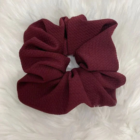 Medium Burgundy Stretch Scrunchie – 96% Polyester, 4% Spandex Hair Accessory for Ponytails & Buns