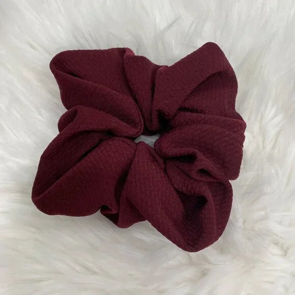 Medium Burgundy Stretch Scrunchie – 96% Polyester, 4% Spandex Hair Accessory for Ponytails & Buns