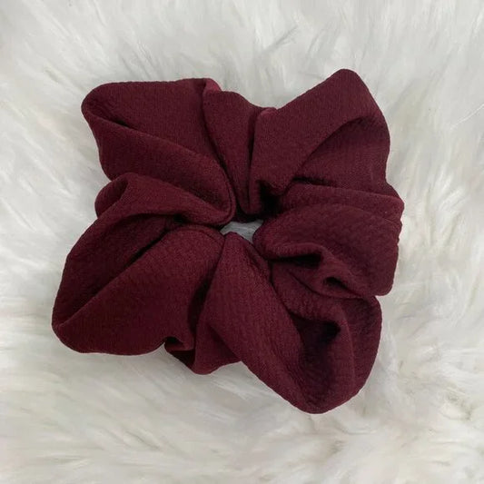 Medium Burgundy Stretch Scrunchie – 96% Polyester, 4% Spandex Hair Accessory for Ponytails & Buns